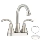 Two Handle Bathroom Sink Faucet with Pop-Up Drain in Brushed Nickel