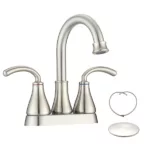 Two Handle Bathroom Sink Faucet with Pop-Up Drain in Brushed Nickel