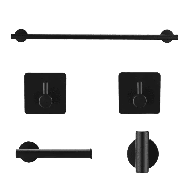 Bathroom Hardware Accessories 5 Pieces Set in Matte Black