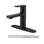Single Hole Bathroom Faucet with Deck Plate in Matte Black