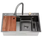 Kitchen Sink Flying rain Waterfall Kitchen Sink Set 30"x 18" 304 Stainless Steel Sink with Pull Down Faucet, and Accessories