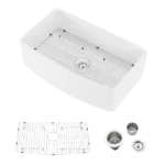 Fireclay 30" L X 20" W Farmhouse Arch Edge Apron Front Single Bowl Kitchen Sink