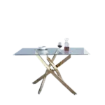 Modern Glass Table for Dining Room/Kitchen with Tempered Glass Top and Chrome Stainless Steel Base