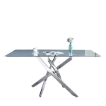 Modern Interior Design Rectangular Tempered Glass Dining Table For 6 People