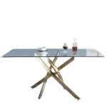 Rectangular Tempered Glass Dining Table For 6 People