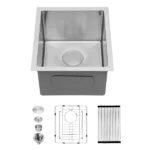 Bar Sink Undermount - Sarlai 14"x18" Undermount Single Bowl Stainless Steel Bar Prep Sink Small Kitchen Sink