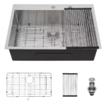 33x22 inch Kitchen Sink Drop In 16 Gauge Stainless Steel 33" Single Bowl Topmount Kitchen Sink Basin