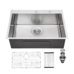 28x22x10 inch Kitchen Sink Drop In 16 Gauge Stainless Steel 28" Single Bowl Topmount Kitchen Sink Basin