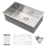 33 Inch Undermount Sink - 33"x19"x10" Undermount Stainless Steel Kitchen Sink 16 Gauge 10 Inch Deep Single Bowl Kitchen Sink Basin