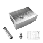 33 Brushed Nickel Farmhouse Sink - 33 Inch Kitchen Sink Stainless Steel 16 gauge Apron Front Kitchen Sink