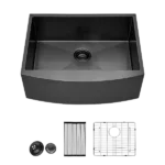 24 Gunmetal Black Farmhouse Sink - 24 Inch Kitchen Sink Stainless Steel 16 gauge Apron Front Kitchen Sink