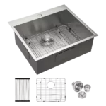 25x22x9 inch Kitchen Sink Drop In 18 Gauge Stainless Steel 25" Single Bowl Topmount Kitchen Sink Basin