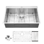 33x22 inch Kitchen Sink Drop In 18 Gauge Stainless Steel 33" Single Bowl Topmount Kitchen Sink Basin