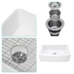 White Farmhouse Sink - 30 inch White Kitchen Sink Ceramic Arch Edge Apron Front Single Bowl Farm Kitchen Sinks