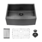 27 Gunmetal Black Farmhouse Sink - 27*21*10 Inch Kitchen Sink Stainless Steel 16 gauge Apron Front Kitchen Sink