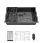 28 Single Bowl Undermount Sink- 23"x18" Gunmetal Black  Kitchen Sink 18 Gauge with 9" Deep Basin