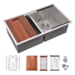Undermount Sink- 30"x19" x 10" Double Bowl (50/50) Kitchen Sink 16 Gauge with Two 10" Deep Basin, Brushed Nickel