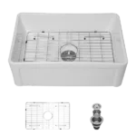 White Farmhouse Sink - 30 inch Kitchen Sink Apron-front White Ceramic Reversible Single Bowl Kitchen Farm Sinks