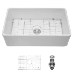 White Farmhouse Sink - 30 Inch White Farmhouse Kitchen Sink Apron Front Ceramic Single Bowl Kitchen Sinks
