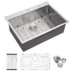 30x22 inch Kitchen Sink Drop In 16 Gauge Stainless Steel 30" Single Bowl Topmount Kitchen Sink Basin