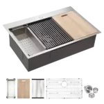 30 Drop In Kitchen Sink -  30 inch Kitchen Sink Topmount Ledge Workstation 18 Gauge Stainless Steel Single Bowl Kitchen Sink