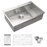 28 Inch Drop In Sink - 28 inch Kitchen Sink Drop in Topmount Single Bowl Sink 18 Gauge Stainless Steel Kitchen Sink Basin