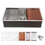 Single Bowl Undermount Workstation Kitchen Sink - 33"x19"x 10" Inch 16 Gauge Stainless Steel Deep Sink