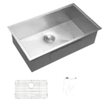 32 Inch Undermount Sink - 32"x19"x9" Undermount Stainless Steel Kitchen Sink 18 Gauge 9 Inch Deep Single Bowl Kitchen Sink Basin