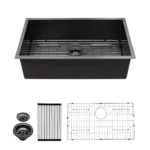 33" Gunmetal Black Kitchen Sink - 33"x 19"x 10" Undermount Singel Bowl Kitchen basin 16 Gauge Stainless Steel with 10 Inch Deep