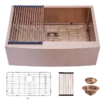 33 Rose Gold Farmhouse Sink - 33*21*10 Inch Kitchen Sink Stainless Steel 16 gauge Apron Front Kitchen Sink