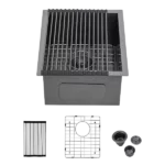 15 Inch Undermount Sink - 15"x17"x9" Gunmetal Black Kitchen Sink 18 Gauge with 9" Deep Basin