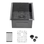 15 Inch Undermount Sink - 15"x17"x9" Gunmetal Black Kitchen Sink 18 Gauge with 9" Deep Basin