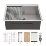 25 Inch Drop Kitchen Sink - 25 "x 22" Kitchen Sink Stainless Steel 18 Gauge Workstation Sink Drop-in Topmount Single Bowl Kitchen Sink