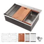 30 Drop Kitchen Sink - 30 inch Kitchen Sink Drop-in Undermount Single Bowl 16 Gauge Stainless Steel Ledge Workstation Kitchen Sinks