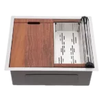 Undermount Workstation Kitchen Sink - 23"x19" Inch 16 Gauge Stainless Steel Deep Single Bowl Sinks