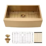 33 Gold Farmhouse Sink - 33 Inch Kitchen Sink Stainless Steel 16 gauge Apron Front Kitchen Sink