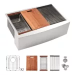 Double Bowl(50/50) Farmhouse Sink Workstation - 33 Inch Kitchen Sink Stainless Steel 16 gauge Apron Front Kitchen Sink