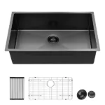 30 Inch Undermount Sink - 30”x18”x10” Gunmetal Black Undermount Kitchen Sink 16 Gauge 10 Inch Deep Single Bowl Kitchen Sink Basin