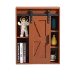 Wood wall-mounted storage cabinet, 5-layer toilet bathroom storage cabinet, multifunctional cabinet with adjustable door, chocolate brown