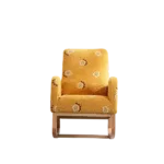 26.8"W Modern Rocking Chair for Nursery, Mid Century Accent Rocker Armchair With Side Pocket, Upholstered High Back Wooden Rocking Chair for Living Room Baby Kids Room Bedroom, Mustard Boucle