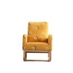 26.8"W Modern Rocking Chair for Nursery, Mid Century Accent Rocker Armchair With Side Pocket, Upholstered High Back Wooden Rocking Chair for Living Room Baby Kids Room Bedroom, Mustard Boucle