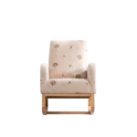 Beige Rocking Chair of Wooden Frame and  Legs Ideal for Living Room & Bedroom