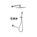 Square Shape Bathroom Shower in White Straight Grain with Hand Shower