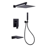 Stainless Steel Rainfall Bathroom Shower System in Black Color