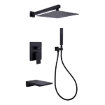 Stainless Steel Rainfall Bathroom Shower System in Black Color