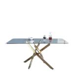 Modern Rectangular Tempered Glass Dining Table For 6 People