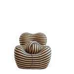 Mordern Black & Yellow Stripe Barrel Chair with Ottoman, ideal for Living Room Bedroom.