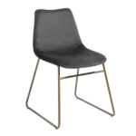 Modern Grey Velvet Upholstered Dining Chair of Metal Frame And Legs