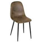 Modern Brown Set of 4 Faux Suede Scandinavian velvet chairs of Metal Frame For Dining Room