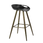 Modern Black Backless Counter Stool with Metal Frame and Plastic Seat
